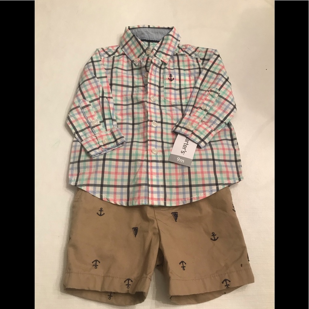 Carter’s 9 month button down and shorts set
